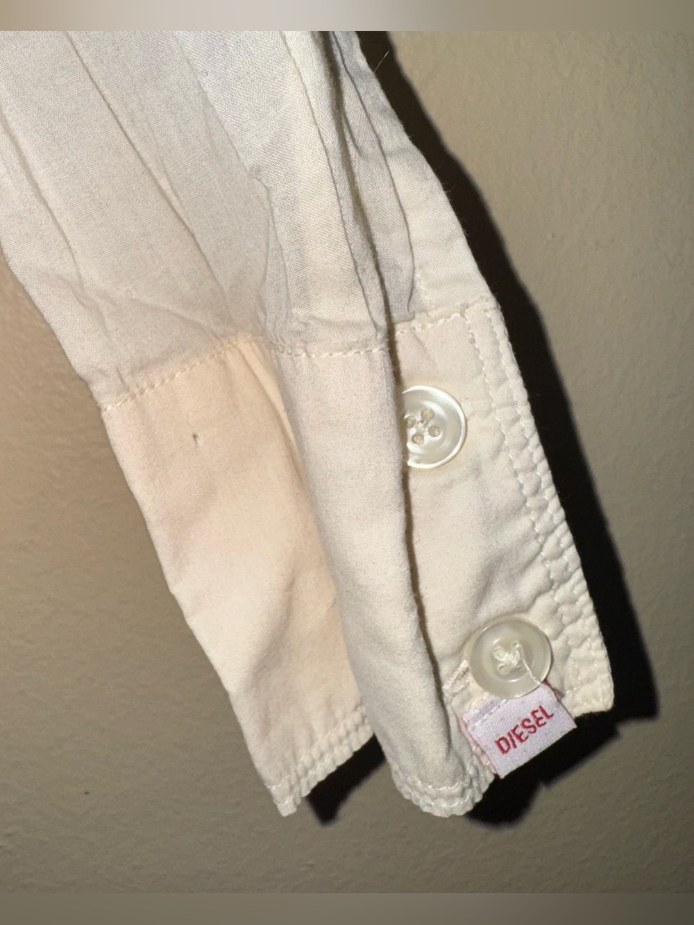 Vintage Diesel Cream 100% Cotton Prairie Semi Sheer Button Down Stripe Blouse M - Picture 3 of 11